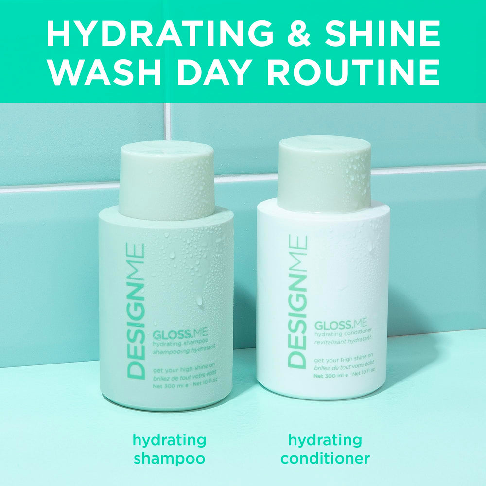 Design.Me GLOSS.ME bottle communicates color-safe sulfate-free care.