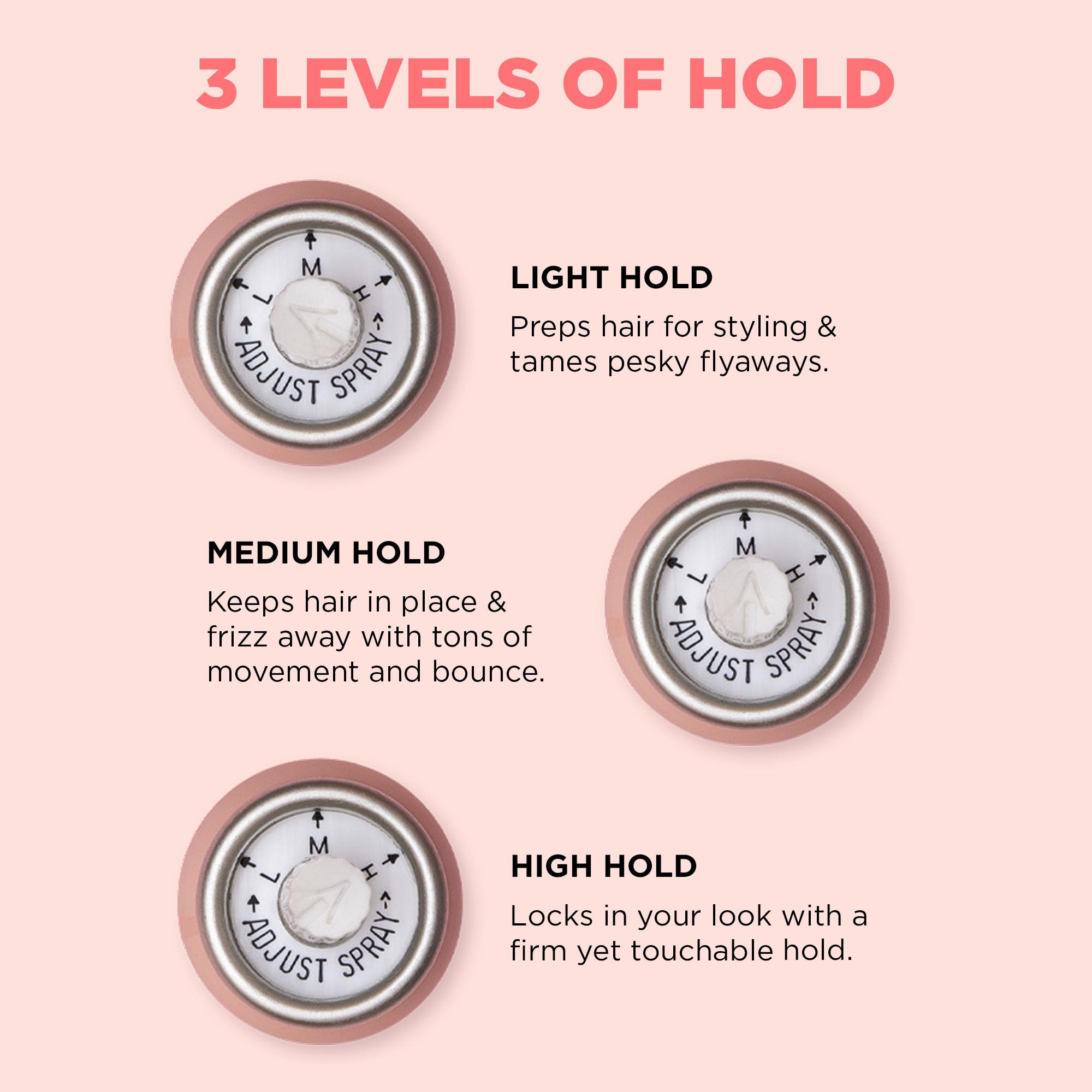 Design.Me Hold.Me medium hold spray provides flexible, long-lasting control for daily wear.