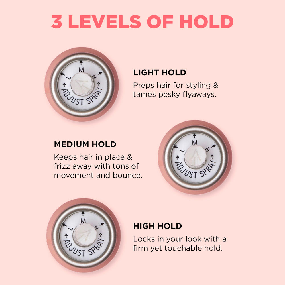 Design.Me Hold.Me medium hold spray provides flexible, long-lasting control for daily wear.