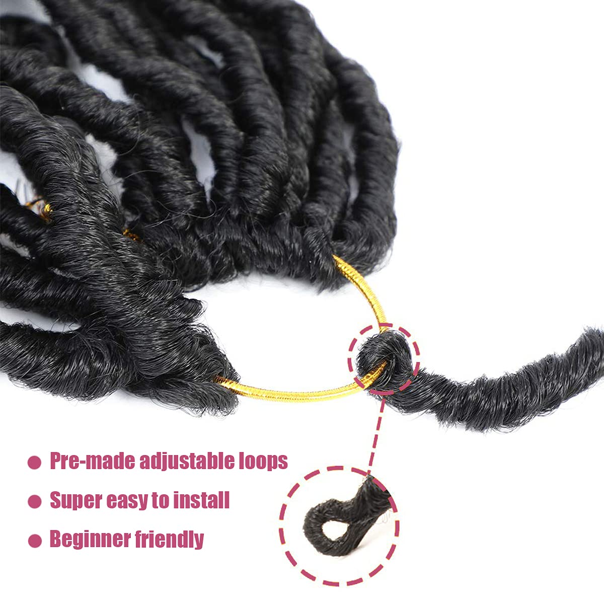 Desire4hair prelooped crochet loops simplify fitting and styling.