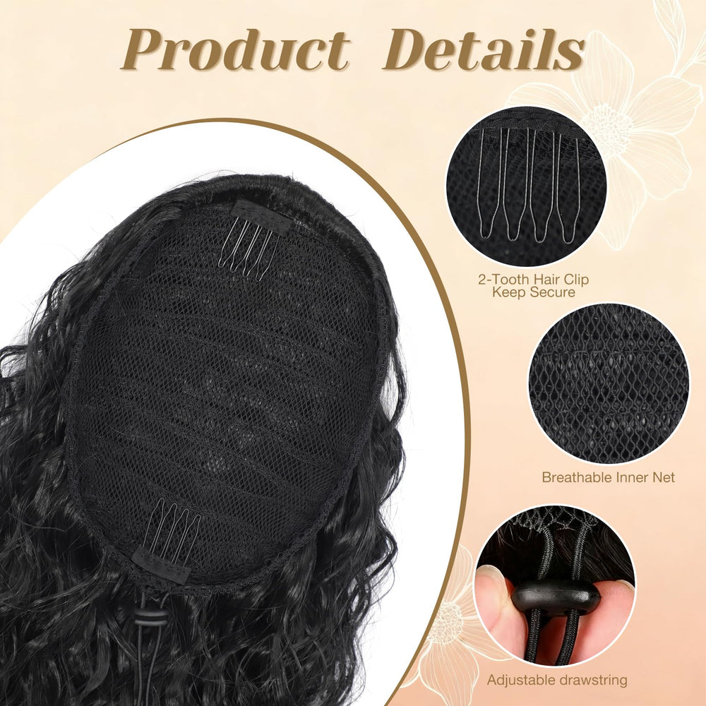 Detean 10-inch ponytail length and 6-inch base detail