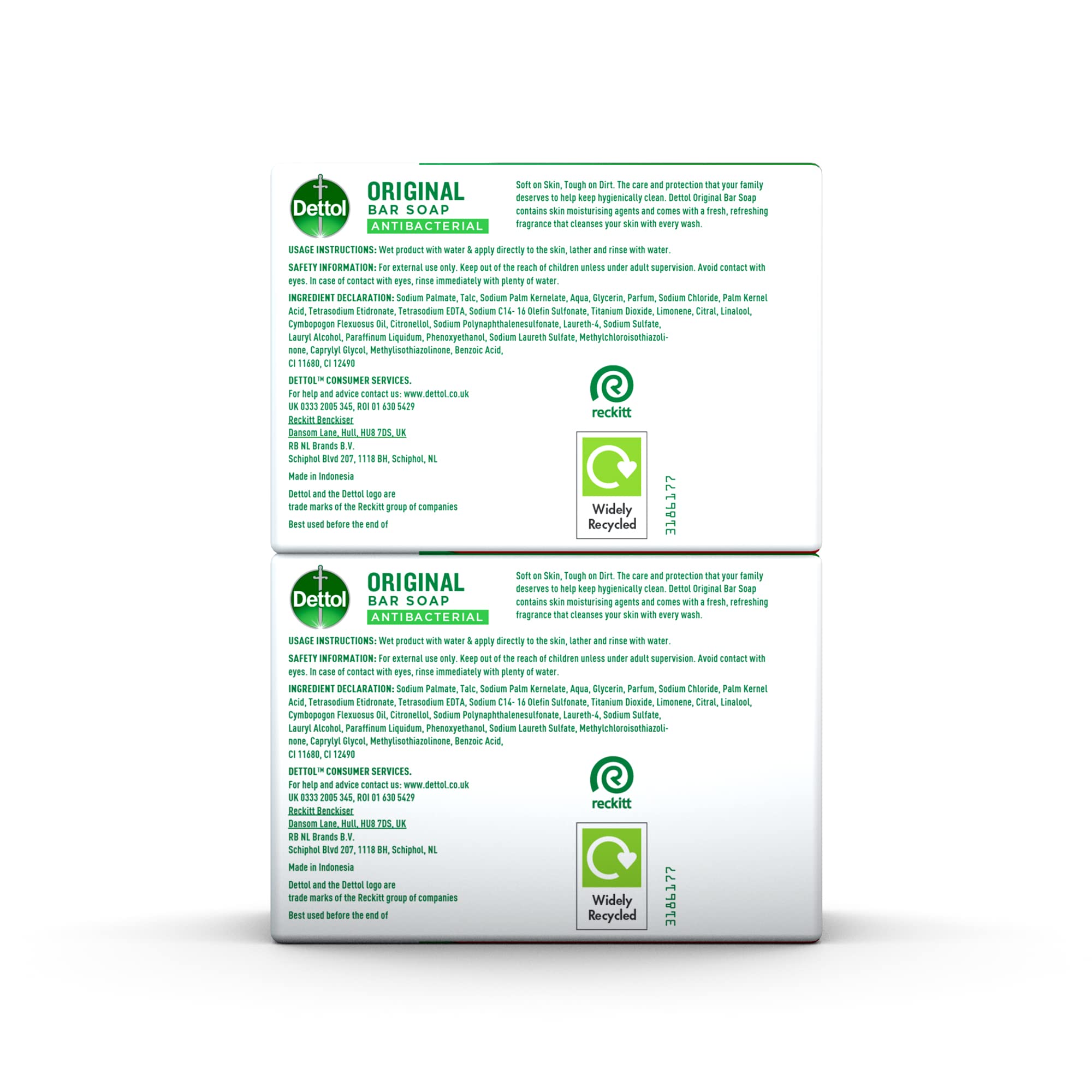 Dettol antibacterial soap bar with moisturising agents for daily care