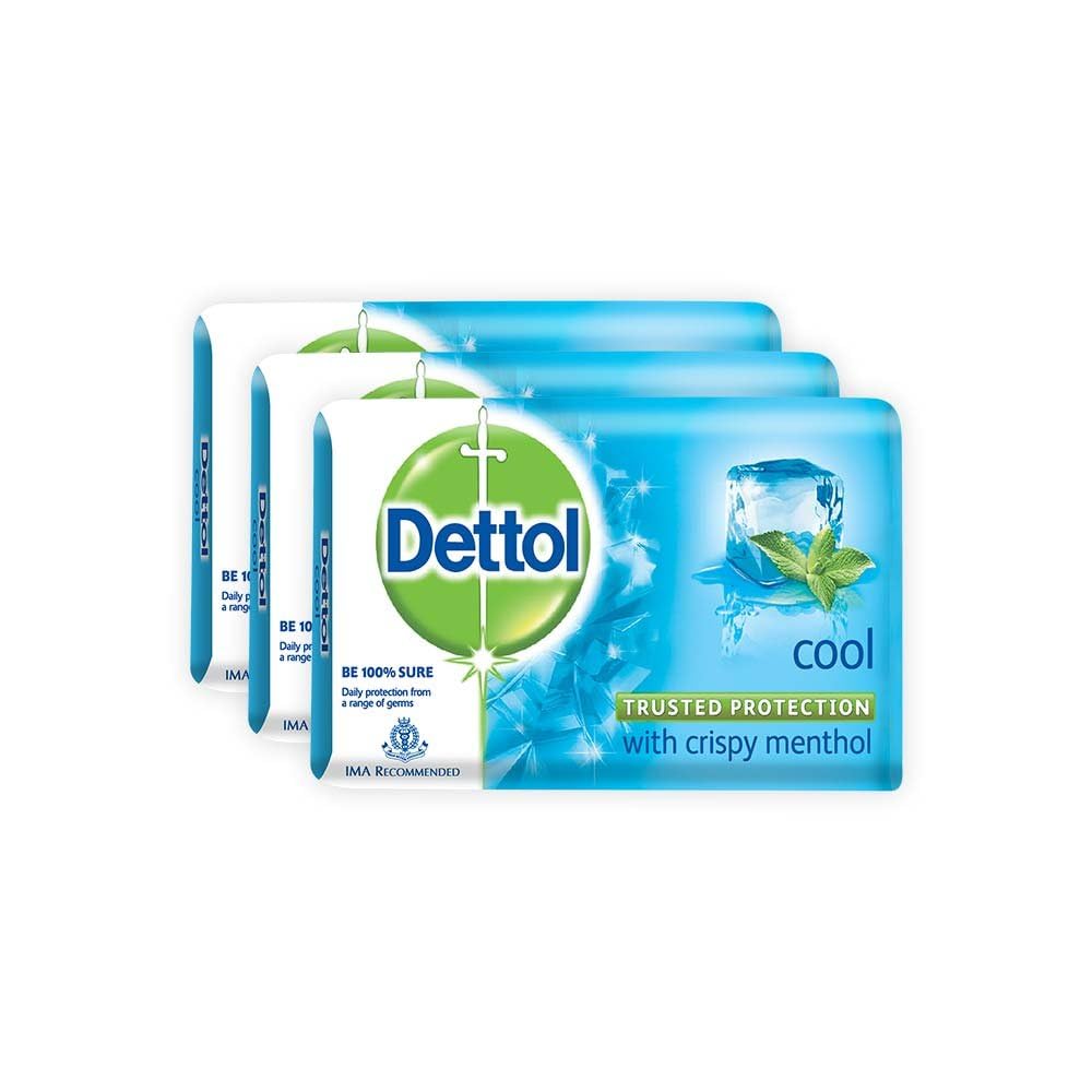 Dettol Cool Bar Soap lathers into cooling foam for a fresh skin feel.