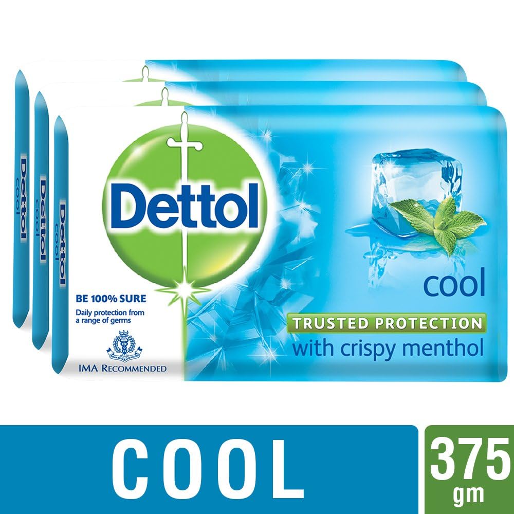 Dettol Cool Soap with menthol provides crisp cooling and protection.