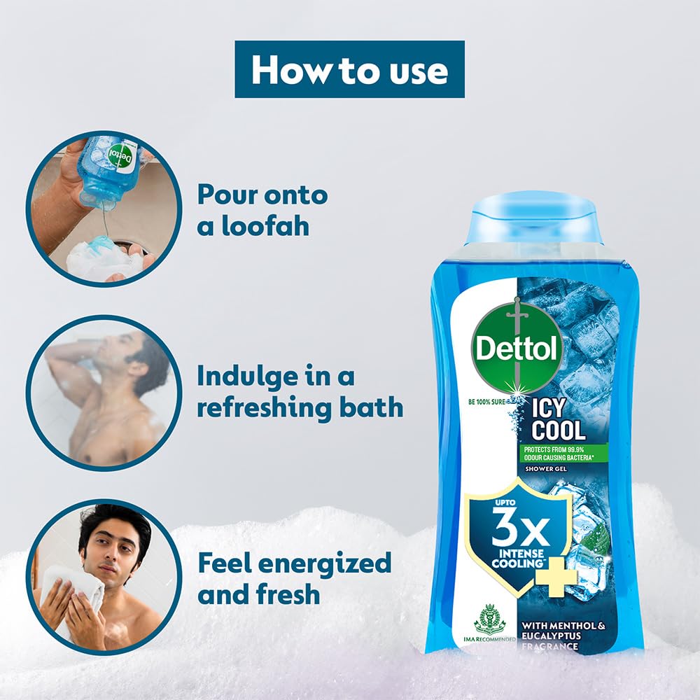 Dettol gel ducha cool cuidado diario de la piel, fórmula suave
