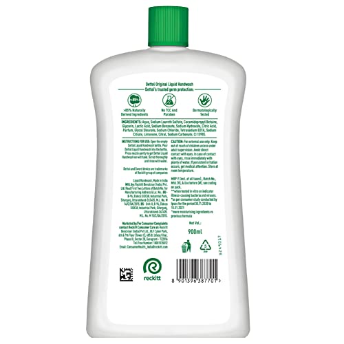 Dettol Jabon Líquido Original - uso diario seguro para manos limpias