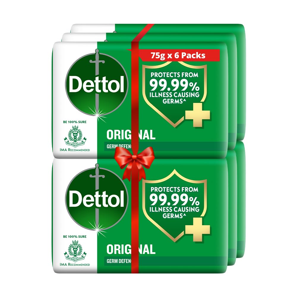 Dettol Original bar soap 100g pack6 front view for everyday cleansing