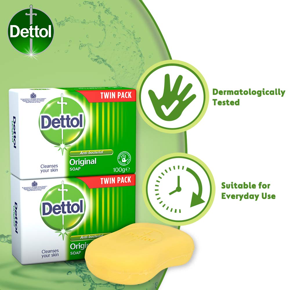 Dettol Original Soap 2x100g pack with dermatological testing