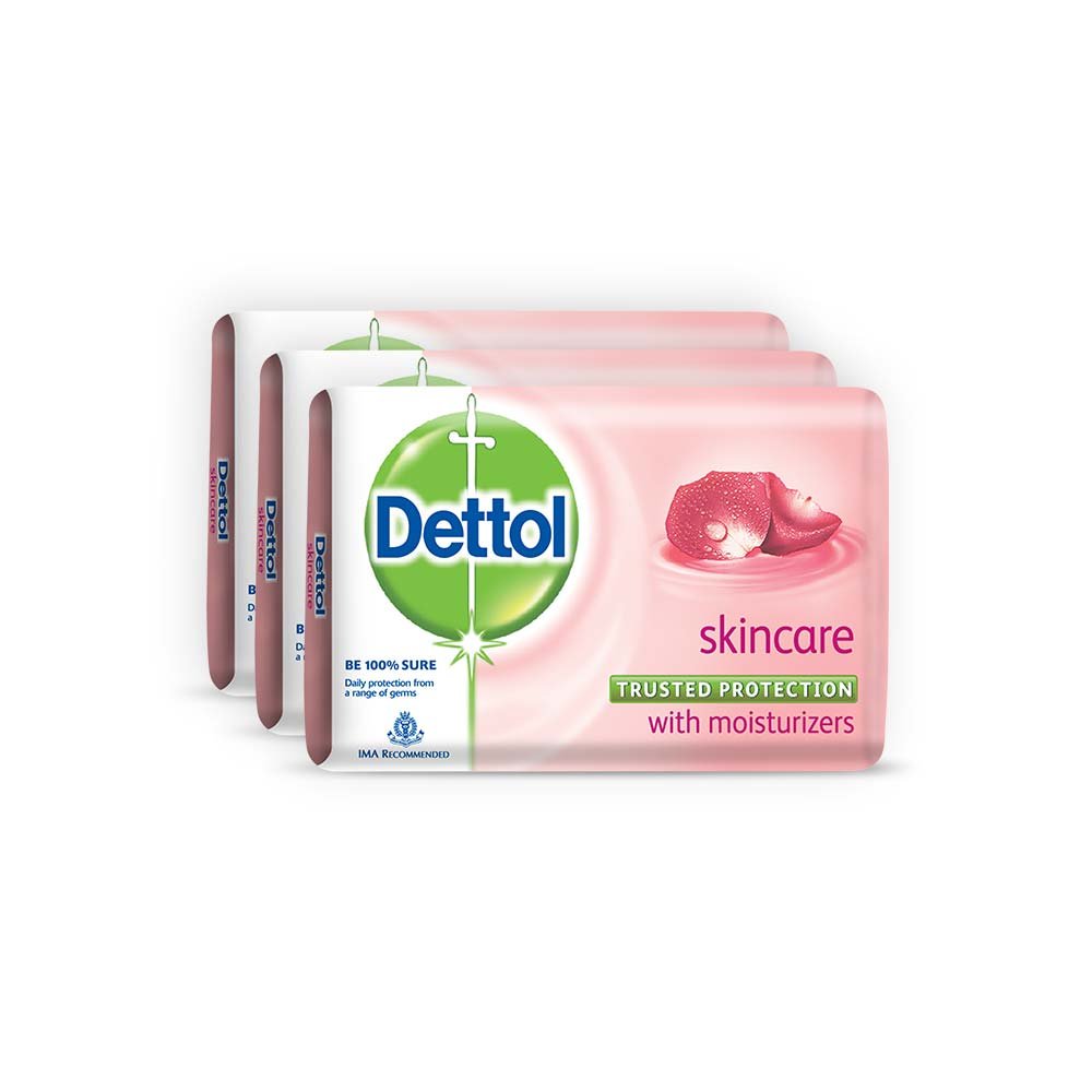 Dettol Soap Value Pack skincare front view with 3 bars for daily family cleansing