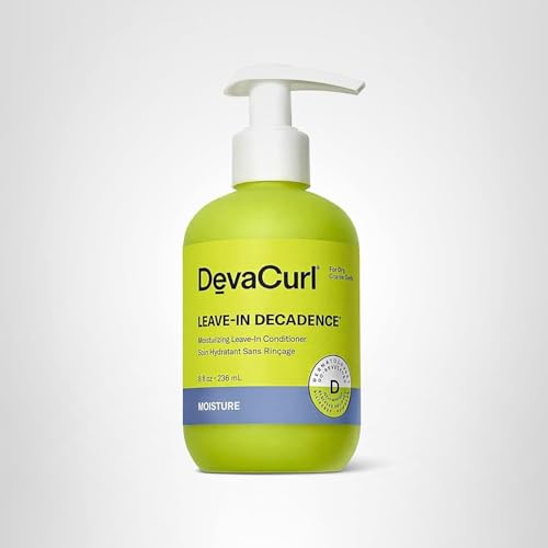 DevaCurl Leave-In Decadence Green Oasis model curls showcasing defined, bouncy waves.