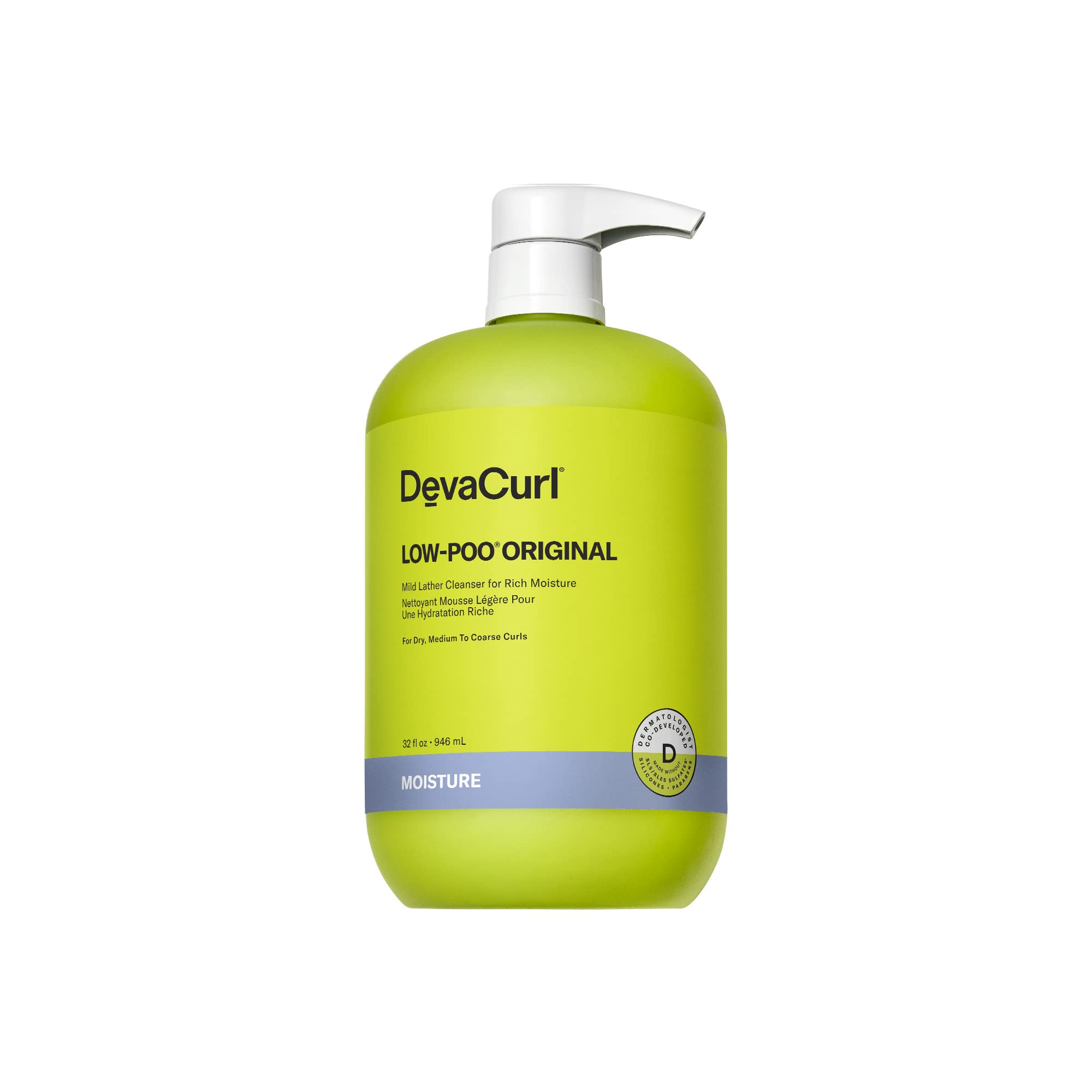 DevaCurl Low-Poo Original bottle front showing moisture-rich formula for dry curls