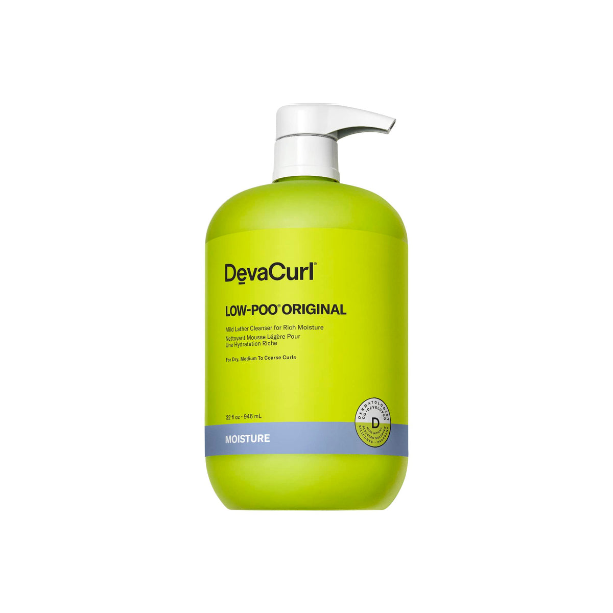 DevaCurl Low-Poo Original bottle front showing moisture-rich formula for dry curls