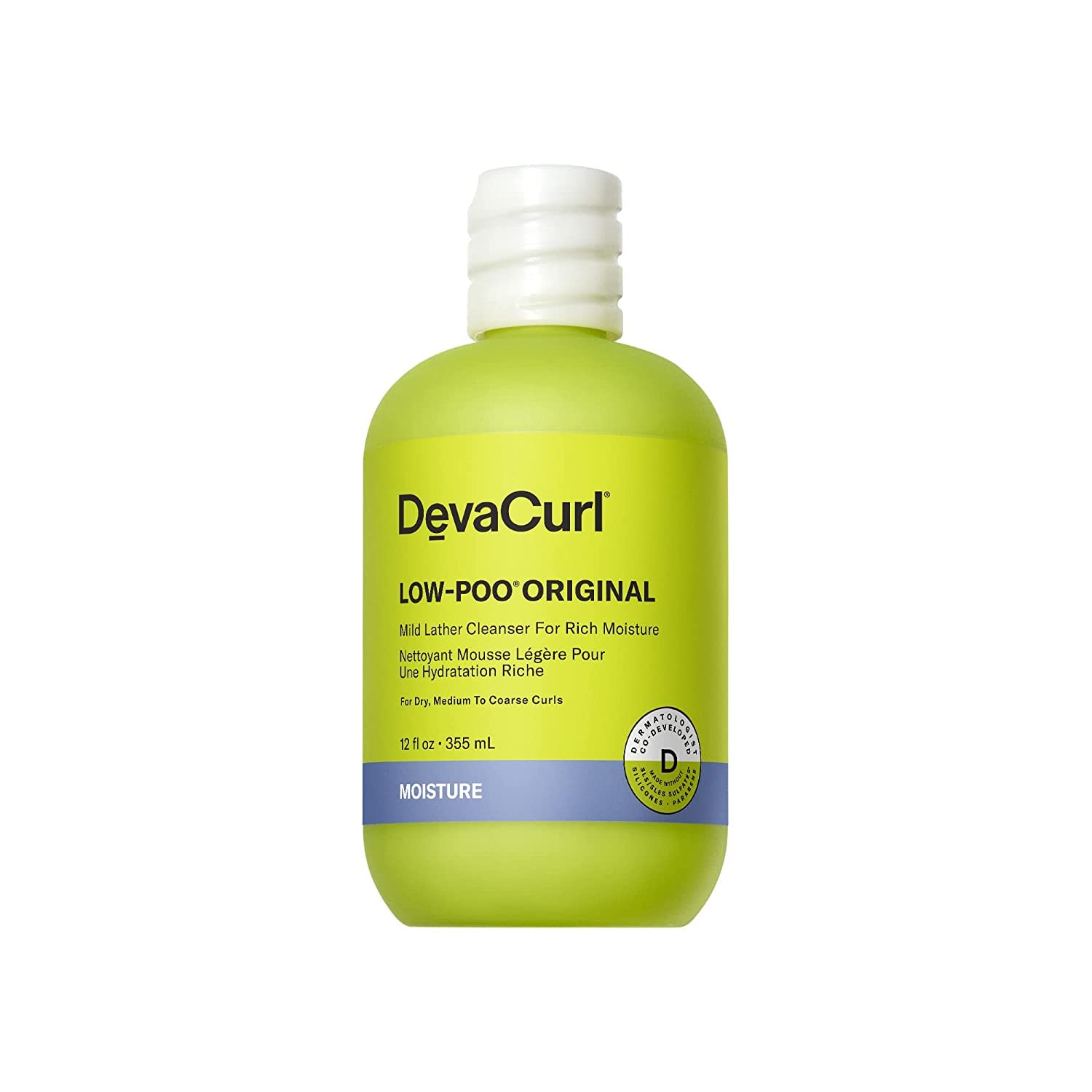 DevaCurl Low-Poo Original bottle provides moisture for dry, curly hair.
