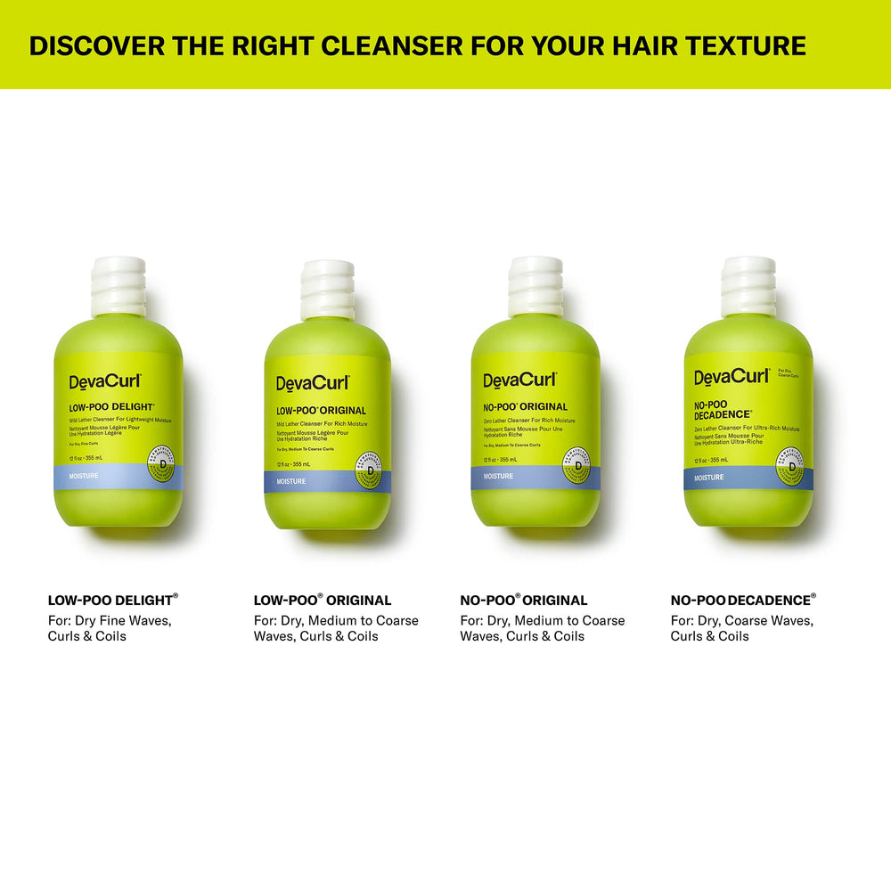 DevaCurl Low-Poo Original on bathroom counter.
