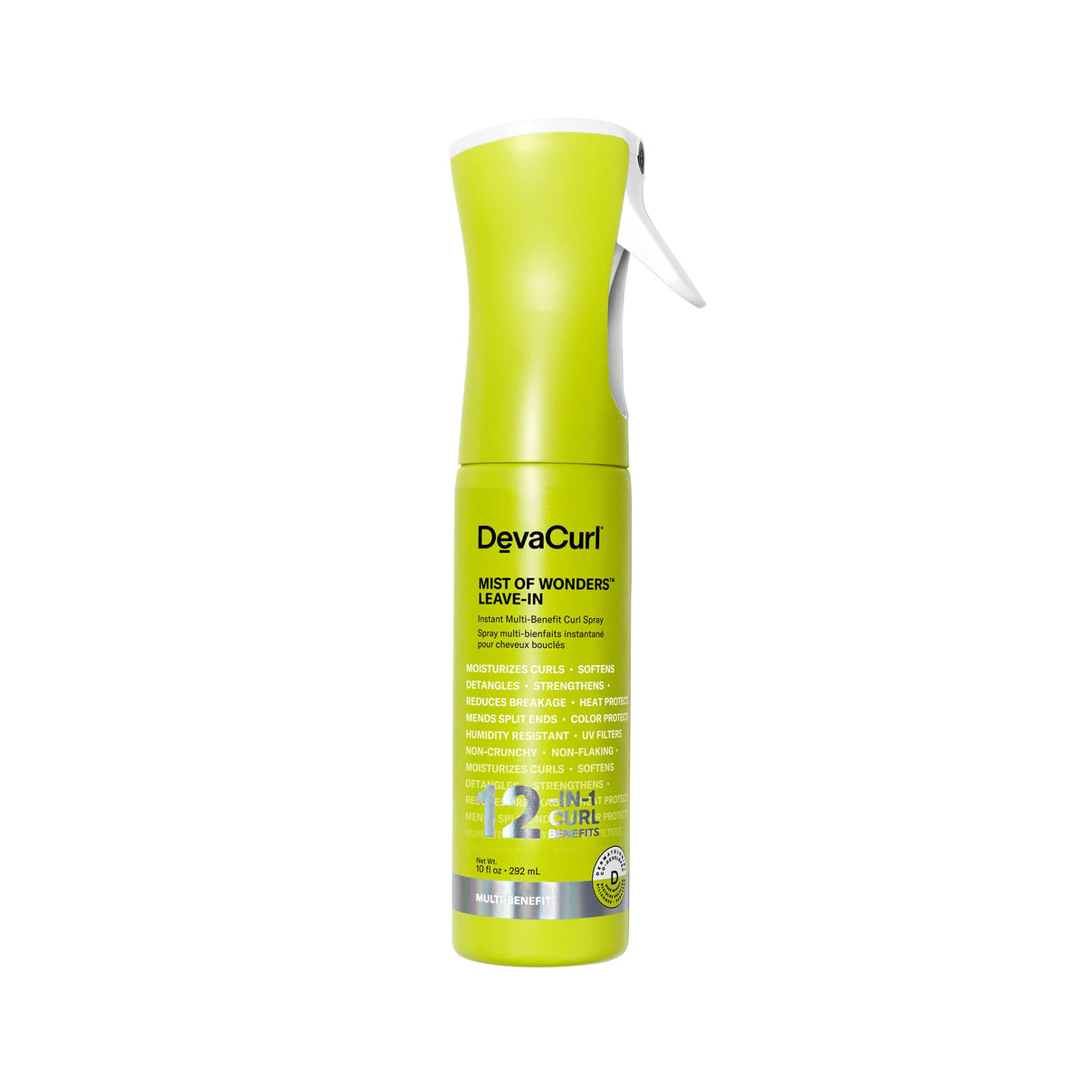 DevaCurl Mist of Wonders bottle pour for easy, even application on damp curls.