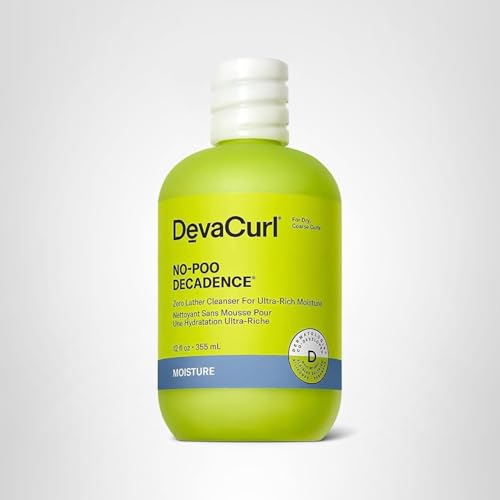 Lifestyle shot on bathroom shelf featuring DevaCurl No-Poo Decadence.