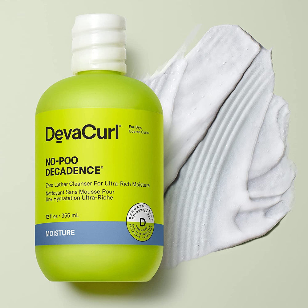 Close-up of creamy No-Poo Decadence texture showing rich conditioning.