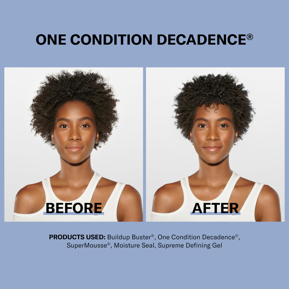 Frizz-free look after using DevaCurl Decadence Green Oasis conditioner.