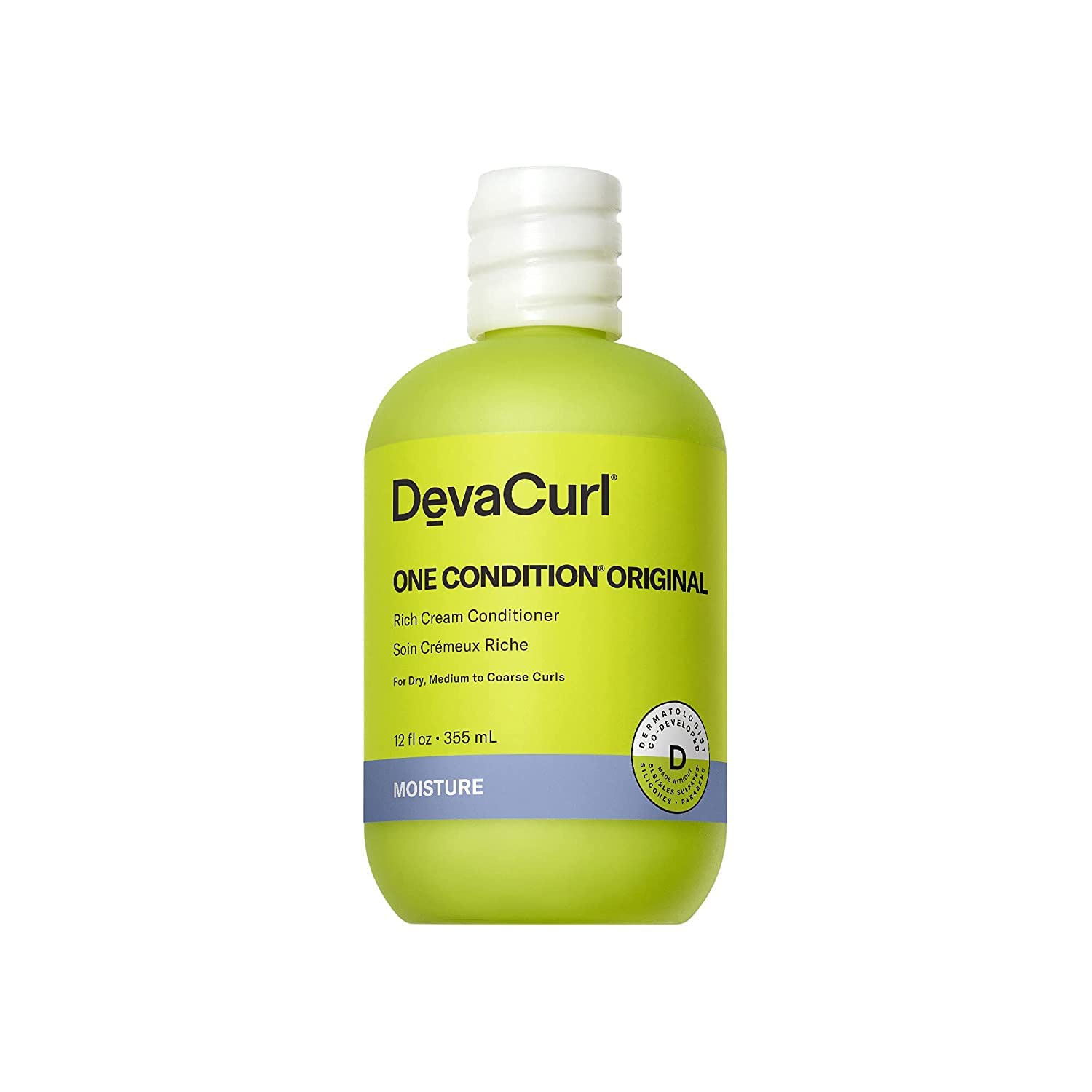 DevaCurl One Condition Original Rich Cream bottle with lemongrass scent for hydrated curls