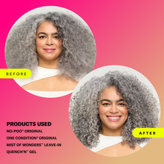 Defined curls achieved with DevaCurl Quench'n Define Gel showing elongation