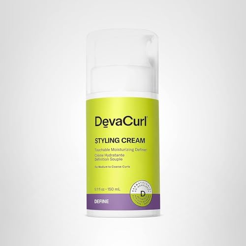 Morning routine using DevaCurl Styling Cream to tame dry, coarse curls.
