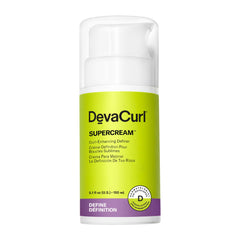 DevaCurl SuperCream Warm Coconut bottle showing rich moisture and frizz control