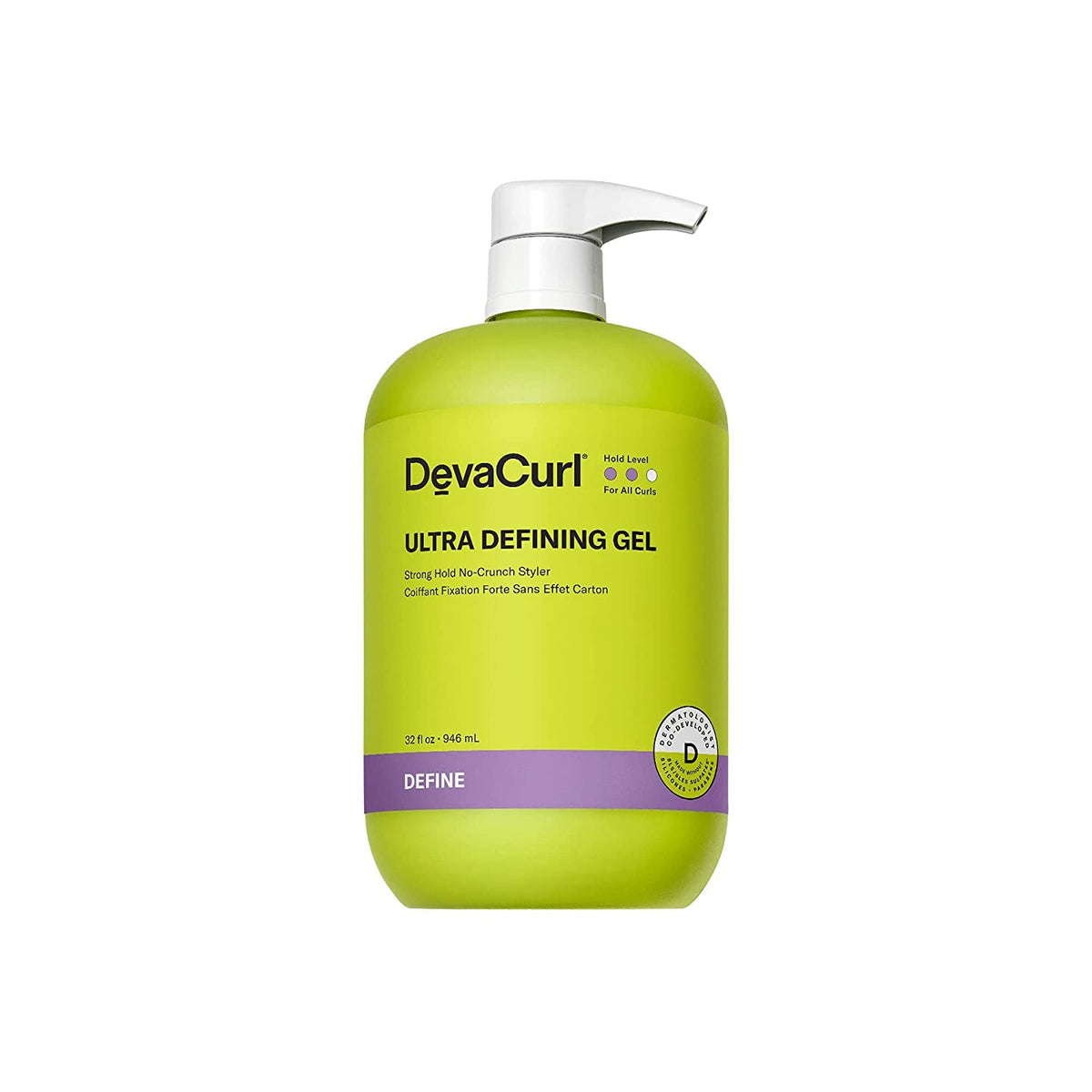 DevaCurl Ultra Defining Gel bottle in Bright Breeze for strong hold and definition