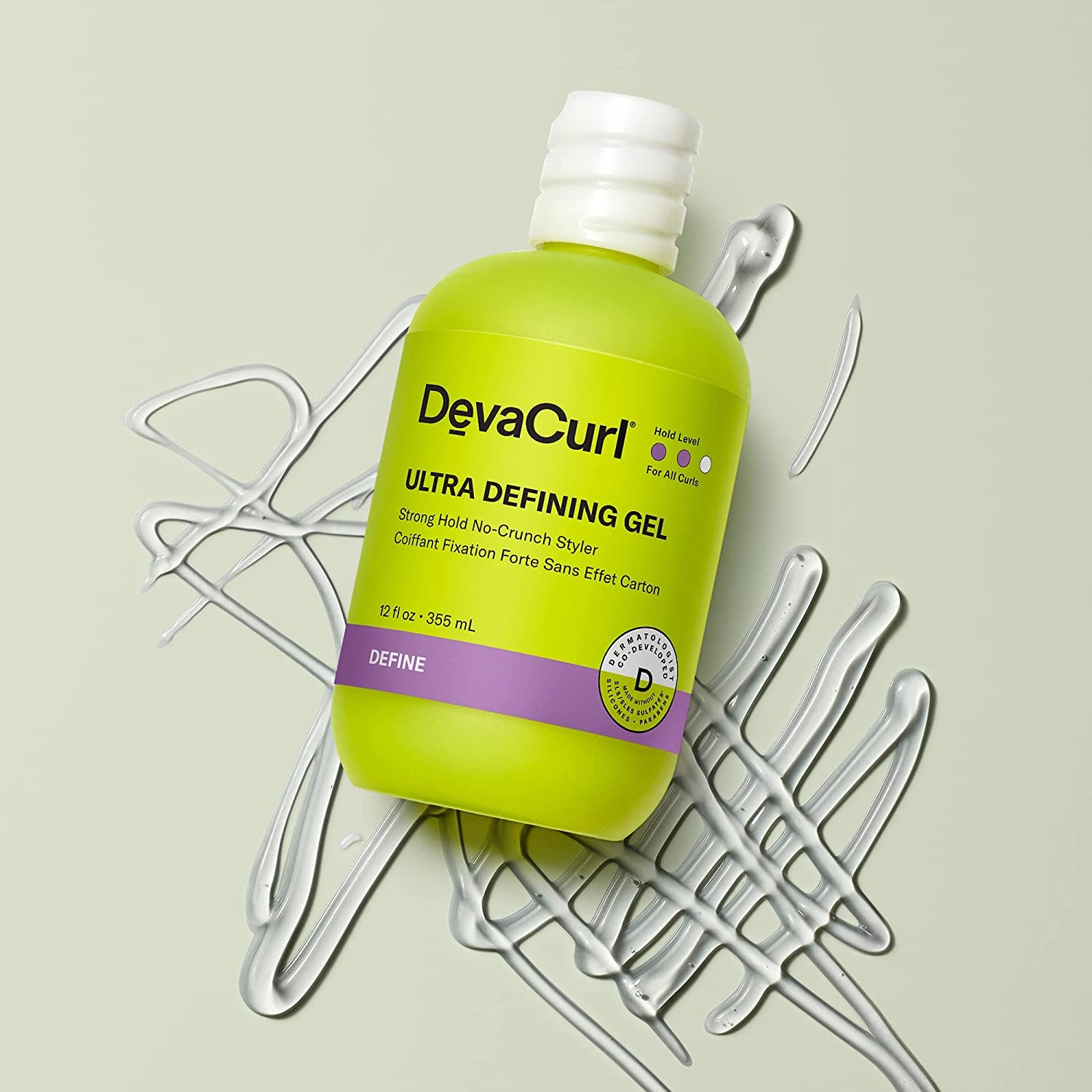 DevaCurl Ultra Defining Gel strong hold close-up highlights defined curls.