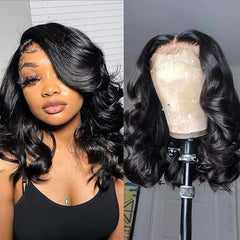 Devonia 14-inch bob wig in natural black for everyday look.