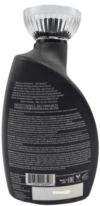 Devoted Creations Black Obsession swirl application demonstrates even coverage for a natural-looking tan.
