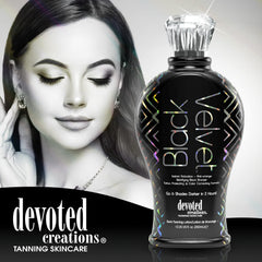 Charcoal detox extracts used with Black Velvet tanning lotion