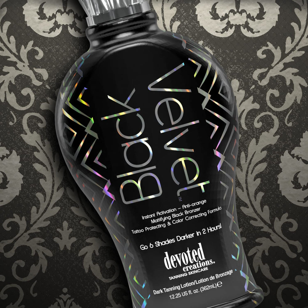 Orchid Noir fragrance accentuates the Black Velvet tanning experience