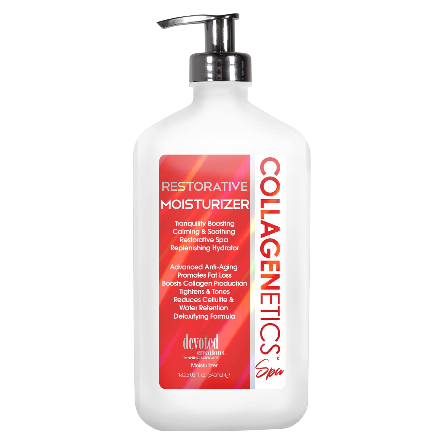 Devoted Creations Collagenetics Spa Restaurador loción, bote, hidratación suave para la piel.