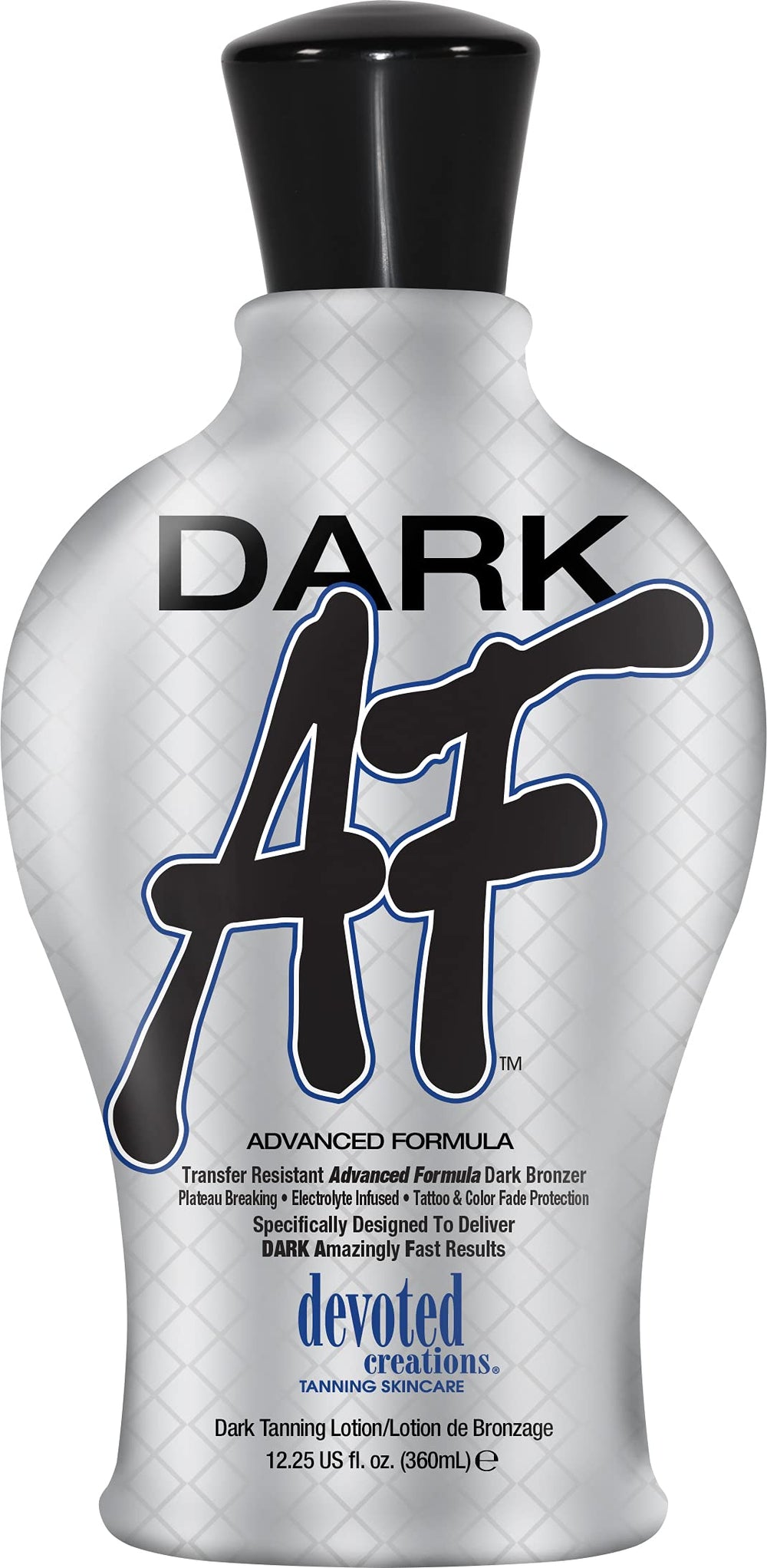 Devoted Creations Dark AF bottle with transfer-resistant bronzer for deep tan
