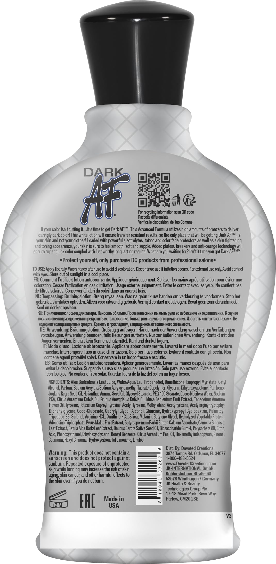 Devoted Creations Dark AF lotion swirl highlighting quick, long-lasting color