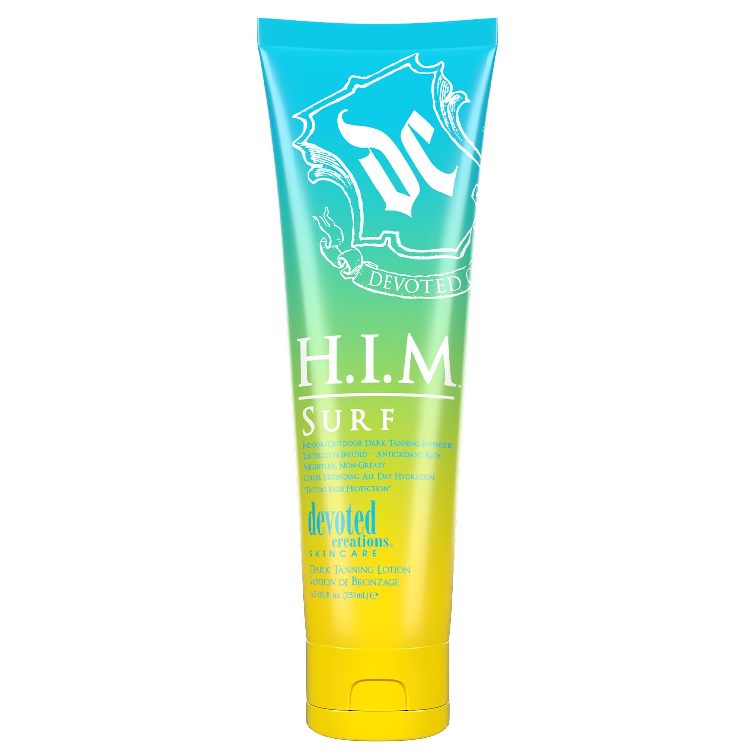 Devoted Creations HIM Surf, botella frontal con hidratación prolongada para bronceado
