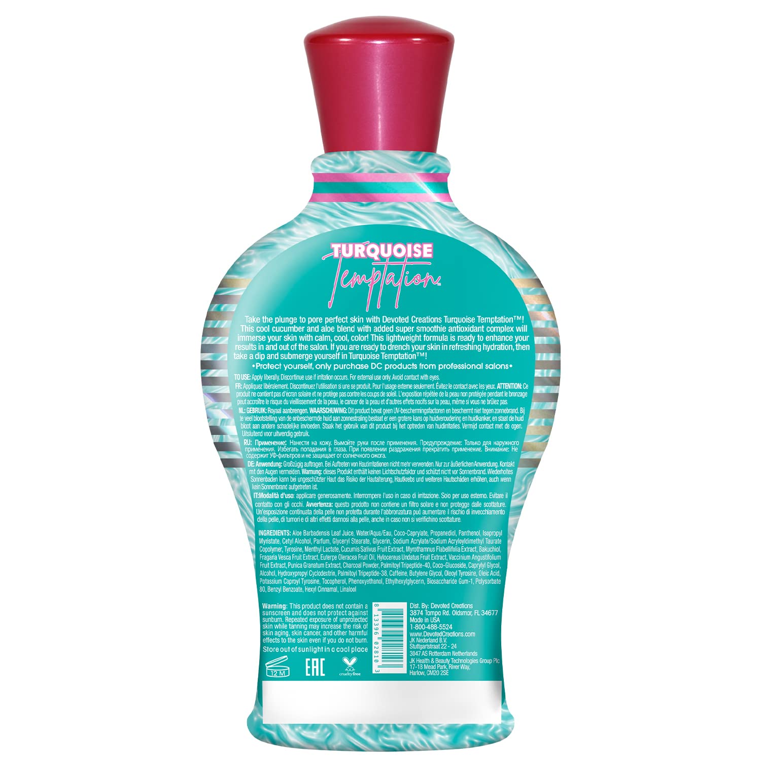 Devoted Creations Tentación Turquesa optimizador Hydra-Dark para bronceado rápido y profundo.