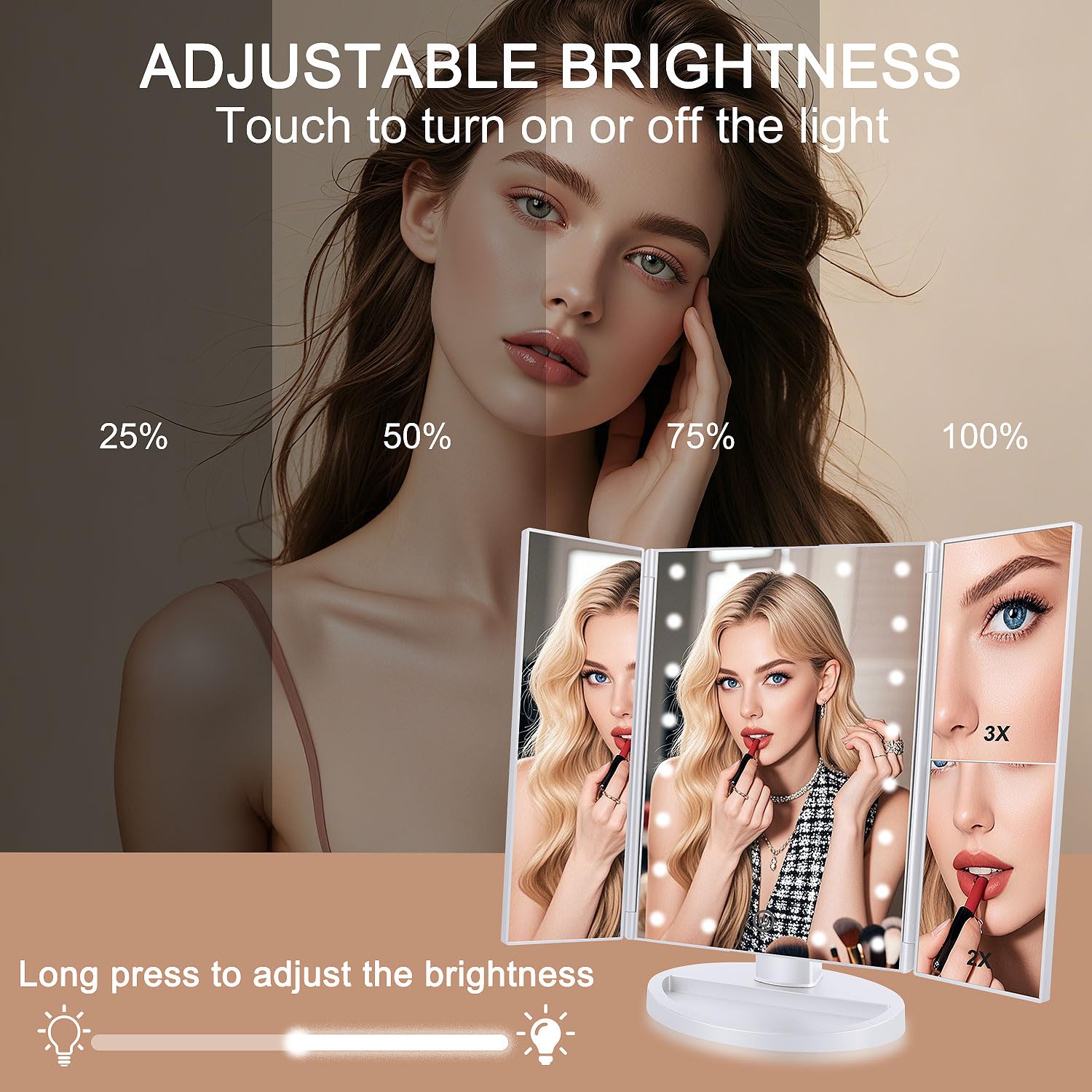 Deweisn 3x/2x/1x magnification aids precise grooming and eyeliner