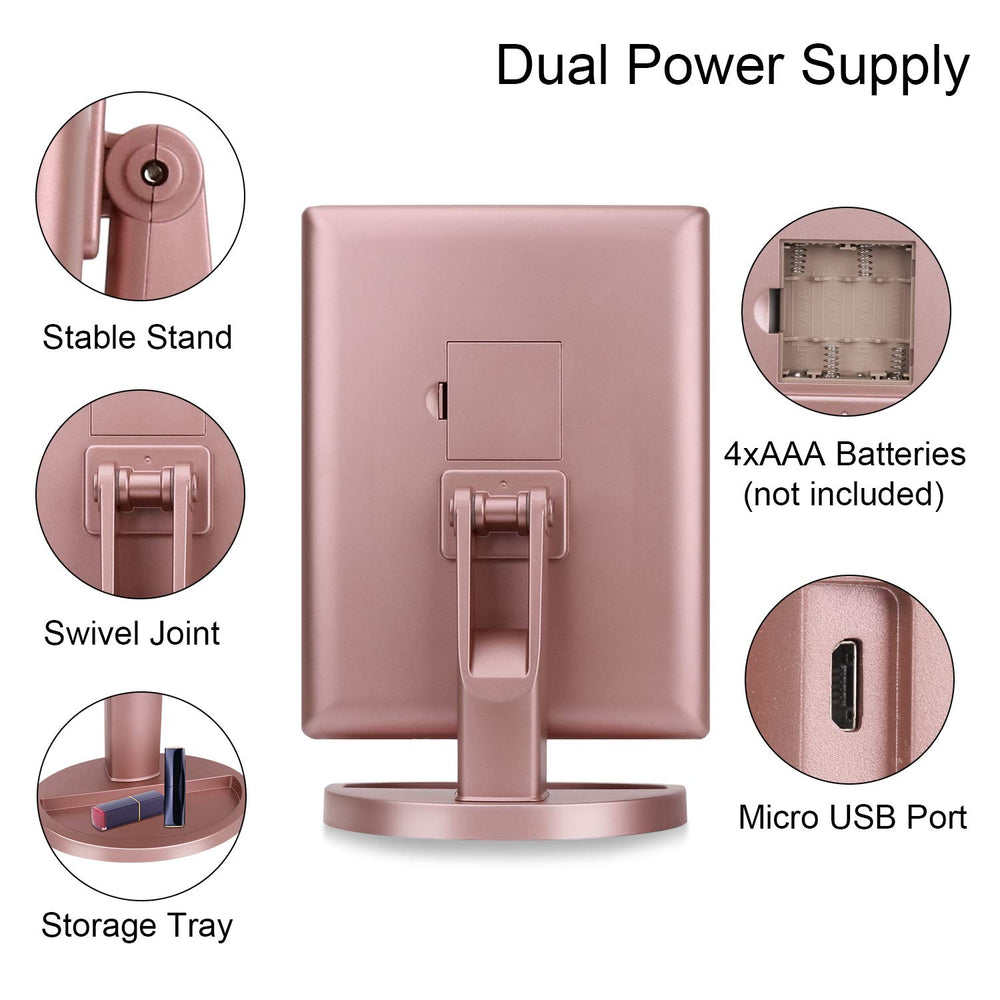deweisn power options include USB and batteries for makeup on the go