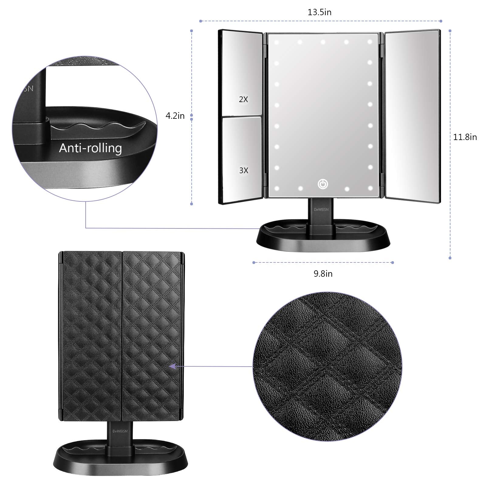 deweisn mirror with 3x magnification for precise detailing