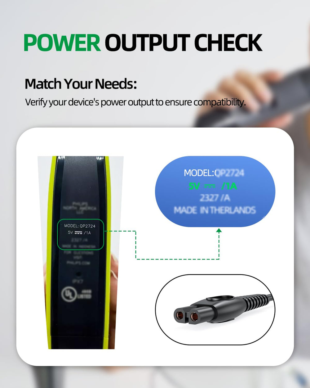 Dexpt Philips OneBlade 360 charger supports QP4631 for cordless grooming