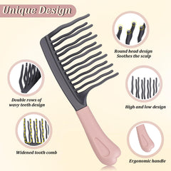 Dexspoeny ergonomic handle wide comb for comfortable daily grooming.