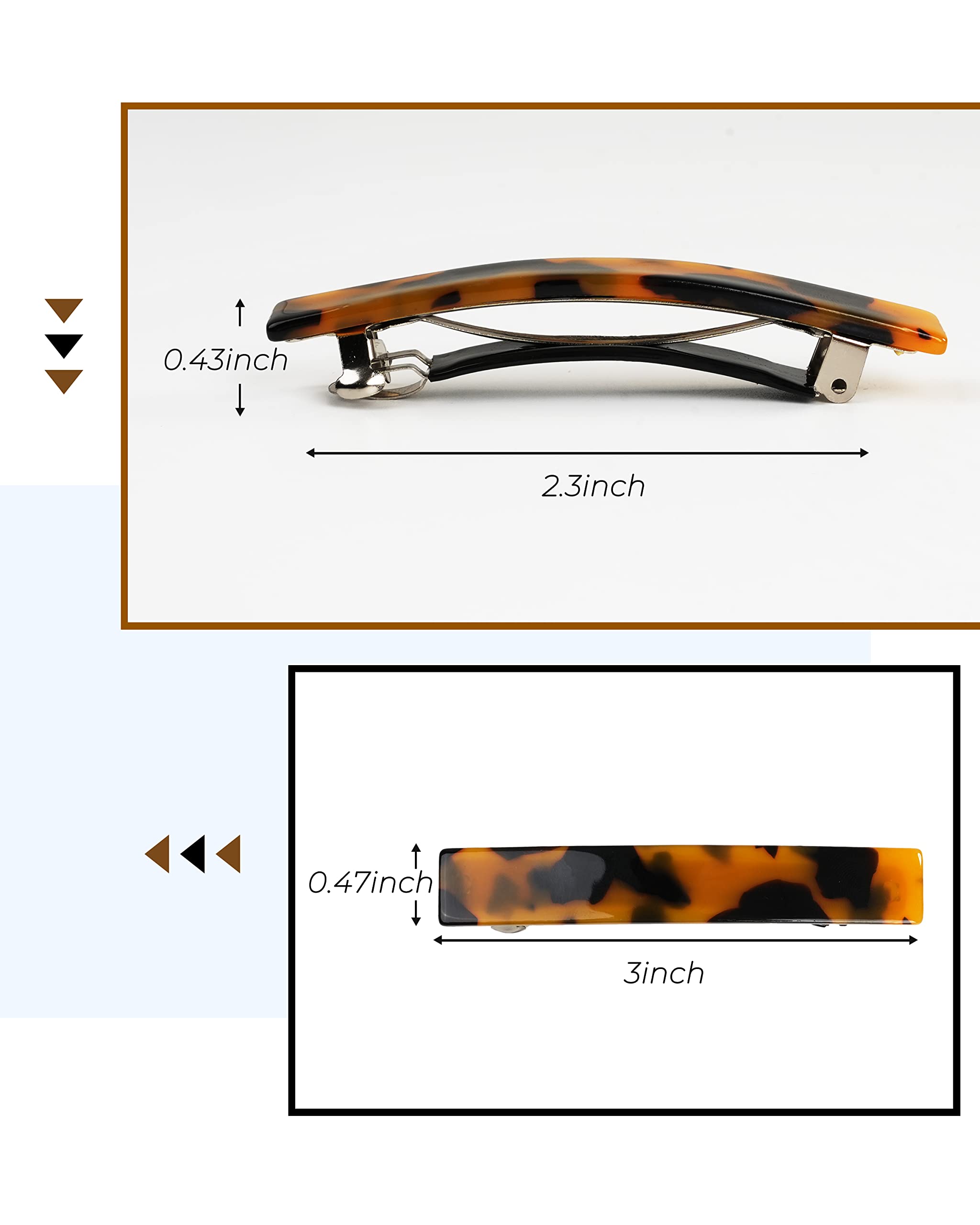 DF DUALFERV prendedor acetato tortuga Detalle de textura y acabado suave