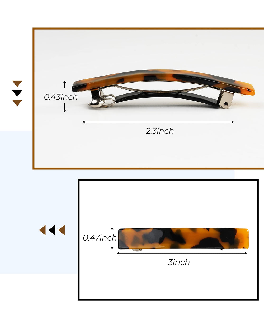 DF DUALFERV prendedor acetato tortuga Detalle de textura y acabado suave
