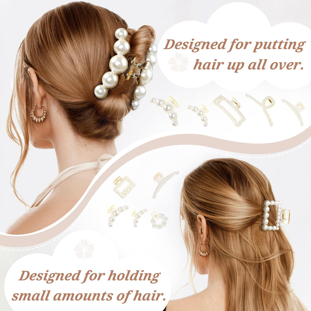 DF DUALFERV prendedor de pelo con perlas grandes, ideal para peinados firmes.