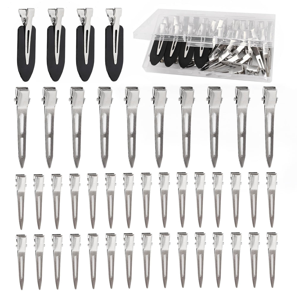 Dgeclr duck-billed hair clip in silver for secure hold and precise sectioning.