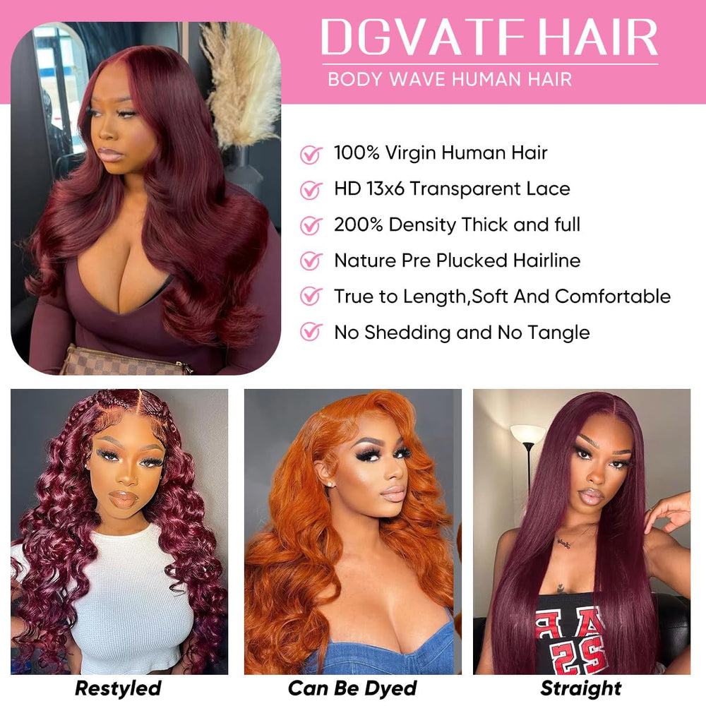 DGVATF Burgundy wig cap construction with 4 combs and adjustable straps for secure fit.