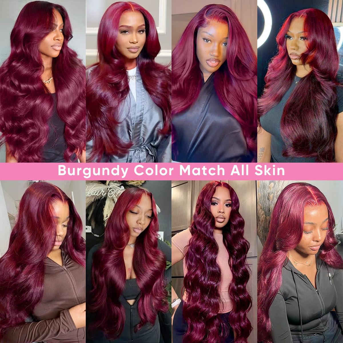 DGVATF Burgundy wig ideal for daily wear and special occasions.