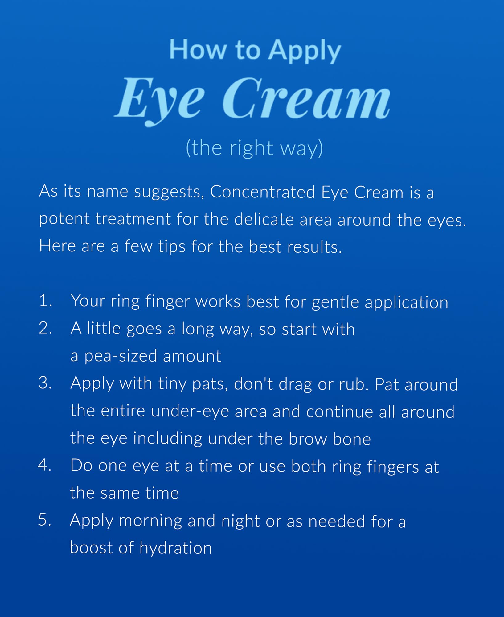 DHC Concentrated Eye Cream application scene demonstrates gentle tapping around the eyes.