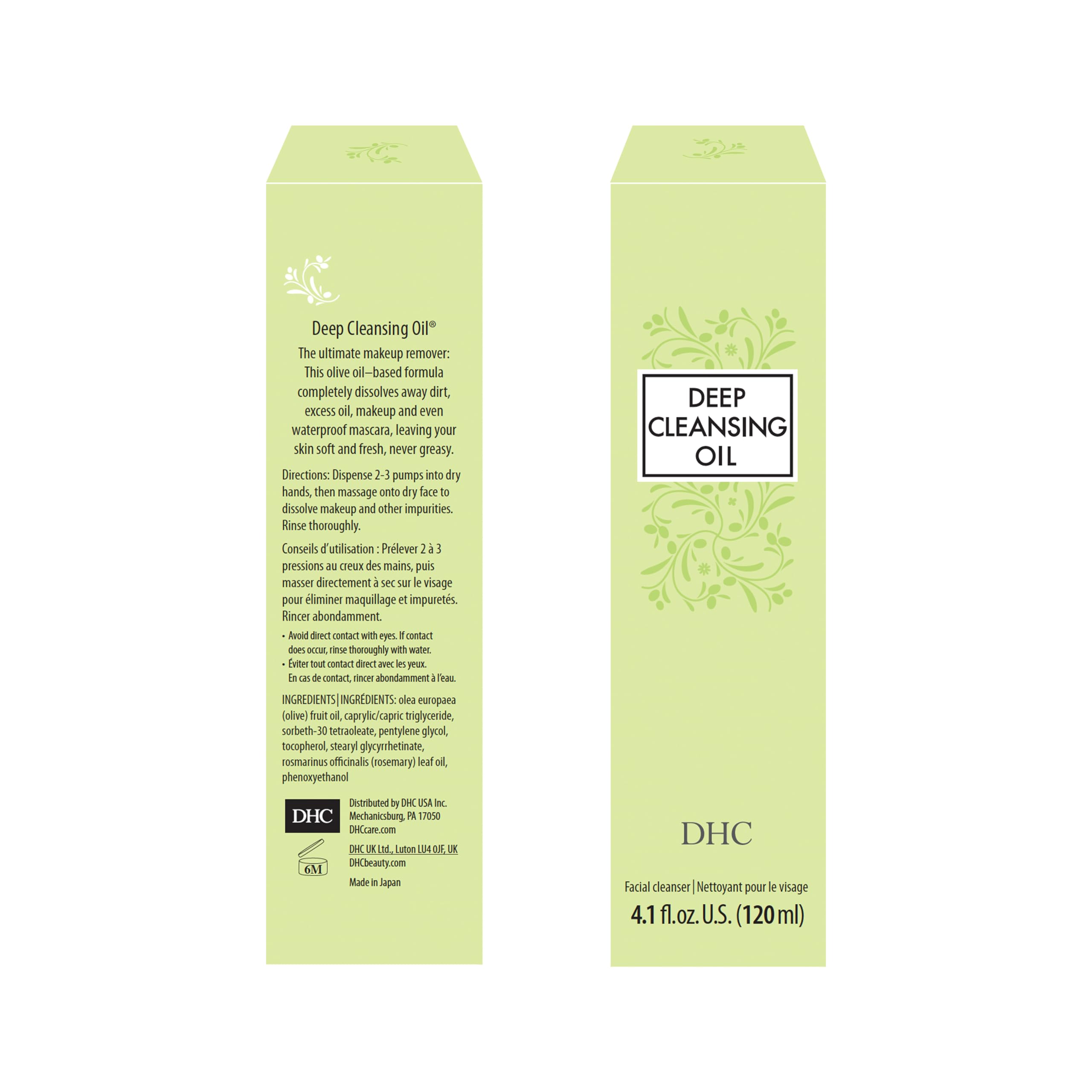 DHC Deep Cleansing Oil fragrance-free formula label visible